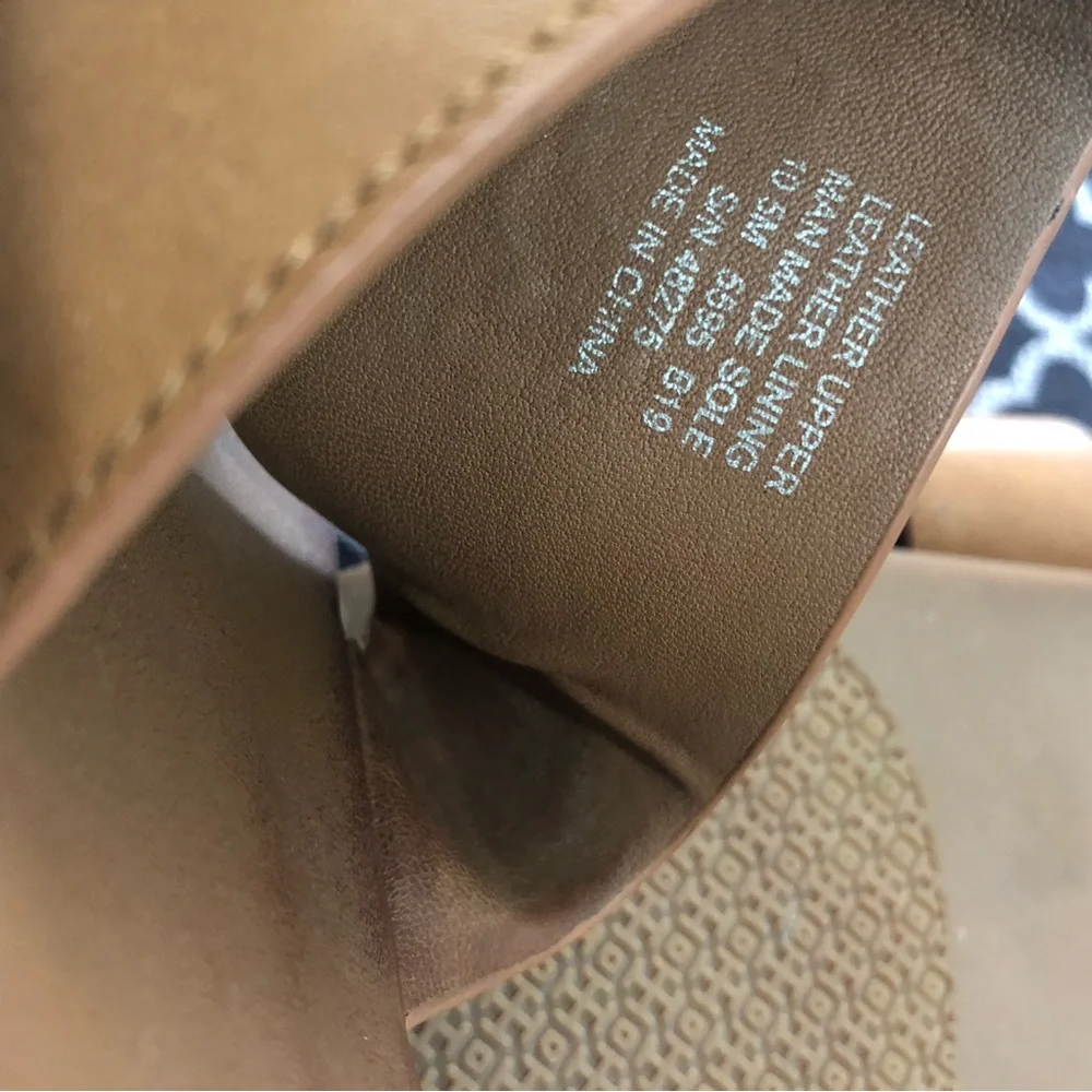 Tory Burch Womens Jamie Brown Tan 10.5 Calf Leather Full Logo Thong Brown 48275